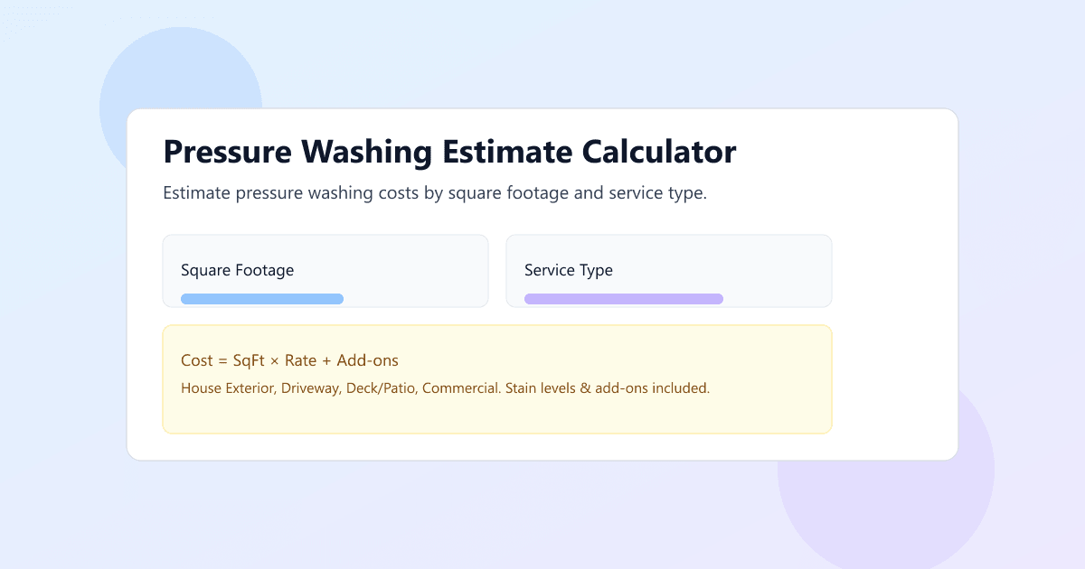 Pressure Washing Estimate Calculator